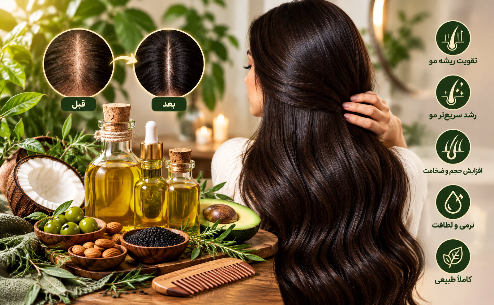 استفاده از روغن های طبیعی برای رشد و پر پشت شدن موها